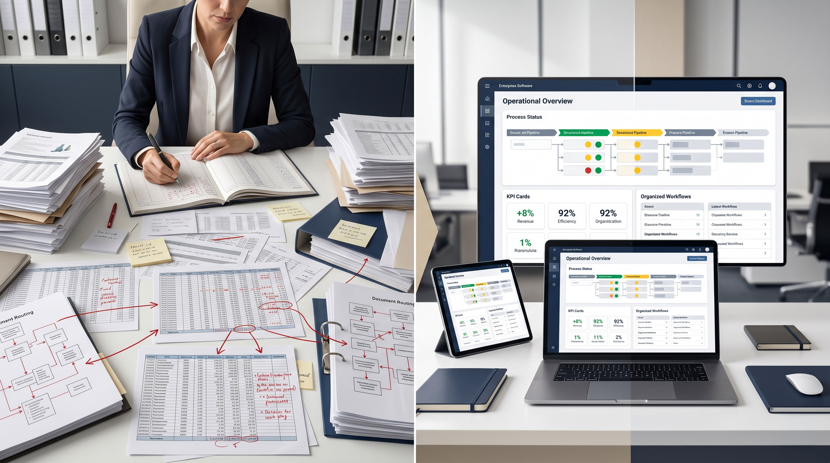 Comparativa de proceso manual contra flujo operativo digital
